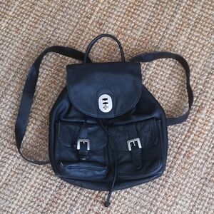 Francesco Biasia black leather backpack
